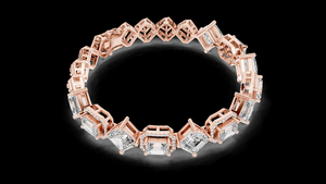 Gold Asscher Cut Diamond Tennis <b>Bracelet</b> Sterling Silver Classic Elegant Luxury Jewelry for <b>Women</b> Gift Party Timeless Sparkle - Product Image 6
