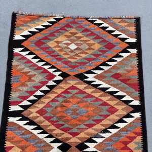 Tapis turc, tapis vintage 3x9,6 pieds, tapis en laine kilim orange - Product Image 5