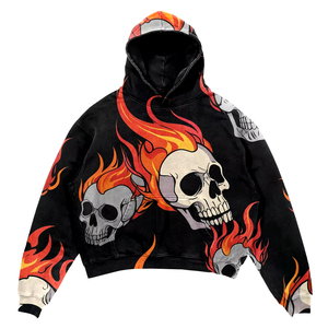 Sweat à capuche court surdimensionné pour hommes de haute qualité 430gsm coton lourd sans fil 100% coton saison d'hiver - Product Image 4