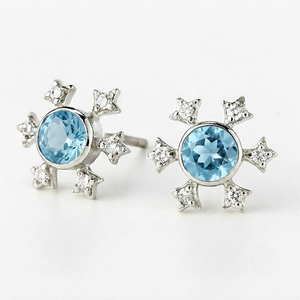 Pendientes de Topacio Azul al por Mayor, Plata de Ley 925, Diseño de Estrella, Joyería para Mujeres y Niñas, para Bodas y Aniversarios - Product Image 3