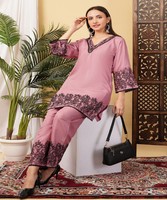 Ensemble coordonné en coton slub brodé FANCY TESLA, vêtement ethnique multicolore de luxe à séchage rapide, pour usage quotidien, prix de gros