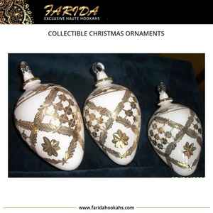 Ornements de Noël en verre soufflé à la main de luxe, design égyptien unique avec gravure en or 24 carats, décoration d'intérieur, édition limitée - Product Image 2