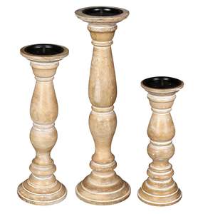 Bougeoir en bois de ferme vintage pour la décoration de la maison de Pâques et de la table de mariage Bougeoir élégant - Product Image 5