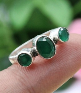 925 estampillé Spinner émeraude bague 925 bijoux en argent Sterling à la main Cabochon pierre précieuse solide meilleure qualité bague naturelle bijoux - Product Image 4