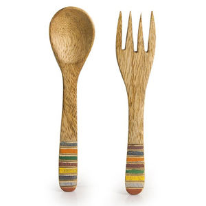 Mango de madera de diseño, cuchara ranurada, cuchara curvada, juego de utensilios de cocina, herramientas esenciales para la preparación de alimentos - Product Image 3