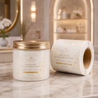 Étiquettes personnalisées pour pots de gommage à l'huile et au sel, impression dorée métallisée, autocollants adhésifs en rouleau, solution de marquage cosmétique, étiquettes d'emballage