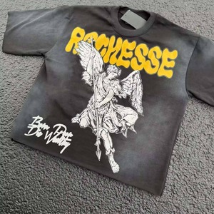 Camisa de impresión 3D orgánica y de moda para todas las estaciones, camiseta de hombre con estampado gráfico personalizado con hombros caídos para hombre, ropa de calle - Product Image 3