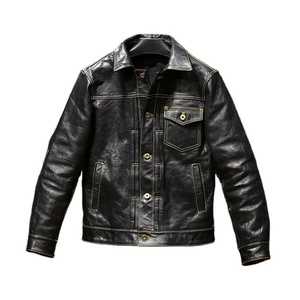 Chaqueta de cuero para hombre estilo de talla grande 5XL piel de vaca natural de un solo pecho Slim Fit chaqueta de abrigo de cuero genuino para hombres - Product Image 2