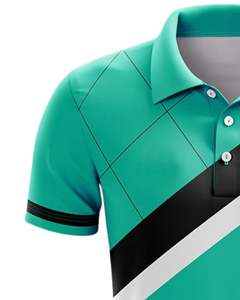 Customized Mens Mint Green <b>Black</b> <b>White</b> <b>Stripe</b> Polo Shirt Short Sleeve Breathable Polyester Spandex Sports Golf Wear OEM Custom - Product Image 3