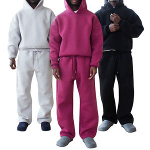 Ensemble de survêtements d'hiver en coton à logo personnalisé pour hommes et femmes sweat à capuche et jogger surdimensionnés vêtements de sport - Product Image 1