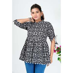 Elegante Blusa Casual de Popelina Bordada para Mujer con Detalle de Encaje - Blanco y Negro Talla XL - Product Image 6