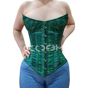 Corsé Overbust Personalizado con Estampado de Piel de Serpiente Verde Esmeralda, Corsé Reductor de Cintura con Varillas de Acero Reforzadas para Club Nocturno - Product Image 1