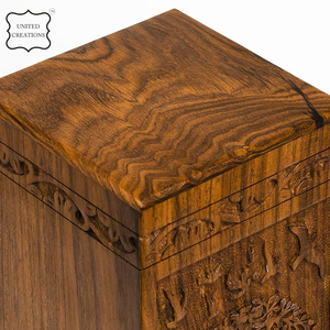 Caja de urna de madera tallada a mano Indian Glance para cenizas de adultos Urna de cremación funeraria conmemorativa con hermoso diseño Suministros funerarios - Product Image 5