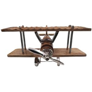 Modèle d'avion en bois artisanal avec hélice en métal, objets décoratifs, décoration de table, articles de salon - Product Image 3