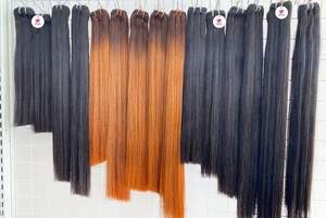 Extensiones de cabello humano virgen recto de color naranja jengibre Paquetes de cabello vietnamita con cierre frontal de encaje - Product Image 6