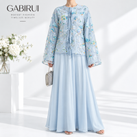 Ensemble 2 pièces de luxe avec veste brodée de fleurs en perles et sequins et jupe en satin, robe de soirée de mariage pour femmes musulmanes du Moyen-Orient, MSL853