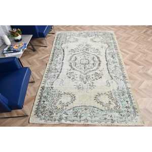 Grand tapis turc vintage 5,4x8,8 pieds, tapis camouflage vert en laine - Product Image 5