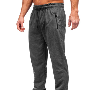 Pantalon de survêtement basique coupe ajustée poches zippées hommes bas étroit pantalon de course coton Premium pantalon de survêtement pour hommes en gros - Product Image 6