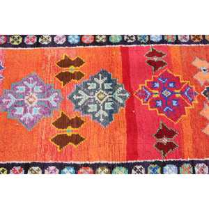 Vintage Rug, 2.6x9.6 ft <b>Runner</b> Rug, <b>Red</b> Blue Herki Wool Rug - Product Image 4