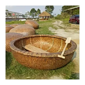 Barco de madera de bambú con paleta, canasta de pesca con paleta, precio barato al por mayor