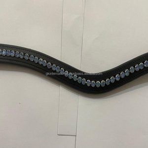 สายรัดคิ้วหนังม้าสีดำประดับคริสตัลสีฟ้าระยิบระยับสายรัดคิ้วดีไซน์ใหม่ - Product Image 4