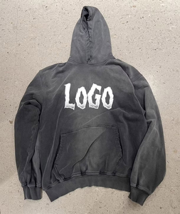 Sweat à capuche unisexe en molleton 100% coton, coupe classique, style streetwear vintage, effet délavé soleil et délavé à l'acide, effet usé, sans cordon, pour l'hiver - Product Image 6