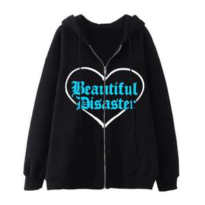 Fermeture éclair femmes serrure sweats vêtements sweats à capuche imprimé surdimensionné à capuche femme grande taille à manches longues fermeture éclair à capuche 2025 vêtements - Product Image 6