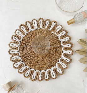 Bohemian Flower Natural Wall Basket Diameter 30cm | Table Dining Placemats for Home Hotel Restaurant Coffee Shop - Product Image 4