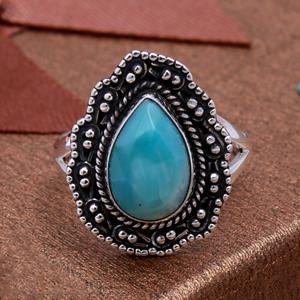 Anillo de piedra de pera hermosa de Plata de Ley 925 hecho a mano turquesa piedra preciosa joyería de boda regalo perfecto para fiestas de mujeres - Product Image 4
