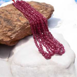 Burma rubino perline ovali lisce naturali sciolte pietre preziose filo per collana bracciale creazione di gioielli all'ingrosso perline fornitore India - Product Image 1