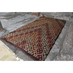 Traditional Brown Red Large 5.2 X 10ft Woolen Area <b>Rug</b> Classic Turkish Design Patchwork <b>Abstract</b> Hallway Patterns Latex Room <b>Rug</b> - Product Image 3