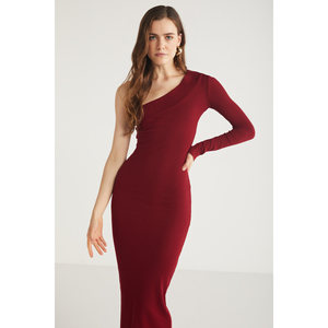 Vestido Midi Ajustado de Mujer, Color Rojizo, Corte Entallado, Tejido Acanalado, Marca ETHIQUET - Product Image 5