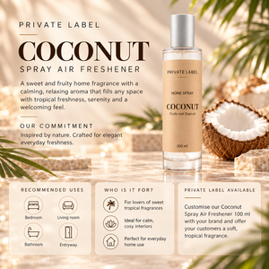 Désodorisant en spray à la noix de coco en marque propre 100ml |   Parfum fruité sucré longue durée |   Fabricant OEM Espagne - Product Image 3