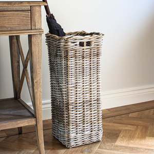 Natural Rattan <b>Square</b> Multifunction <b>Storage</b> <b>Basket</b> Cut Handles Eco-Friendly Household Woven Umbrella Fruit <b>Storage</b> 60x24x26cm - Product Image 1