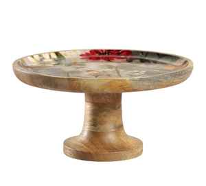 Support à gâteau OneTier en bois dernier modèle fabriqué à la main avec base sculptée à la main Serveur à gâteau en bois pour table - Product Image 6