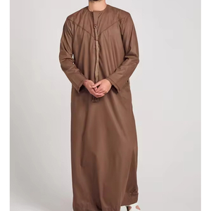 Thobe Jubbah décontracté confortable pour homme, personnalisable, multicolore, vêtement islamique uni, teinture unie, thawb en coton, grande taille - Product Image 6