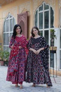 Ensemble ethnique indien Anarkali Kurti entièrement évasé à la demande pour un mariage élégant et une déclaration de mode pour un événement ethnique - Product Image 3