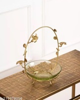 Bol en verre avec support décoratif en laiton Bol à fruits à condiments avec métal Designer Best-seller Royal Luxuries Look Fancy Bowl