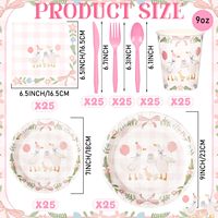 Vaisselle jetable motif rose mignon dessin animé idiot d'oie assiettes en papier tasses serviettes enfants fête d'anniversaire bébé douche décor
