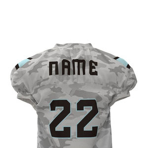 Maillot de football américain authentique unisexe en polyester respirant gris à motif personnalisé par sublimation OEM ODM - Product Image 6