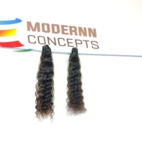 Extensions de cheveux humains Remy 100% naturels vierges, alignés aux cuticules, bouclés, couleur noire, provenant de temple indien, avec ondulations profondes lâches