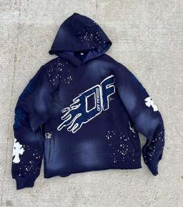 Sweat à capuche en coton polaire de haute qualité 450gsm avec sérigraphie et broderie motif de pantalon de survêtement personnalisé - Product Image 1