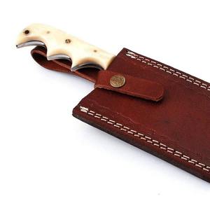 Couteau de cuisine professionnel de haute qualité en acier Damas serbe, hachoir, lame en acier au carbone ultra-affûtée, étui en cuir - Product Image 5