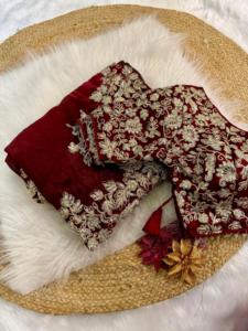 เสื้อเบลาส์สุดหรูสำหรับสตรีชุดปาร์ตี้งานแต่งงานงานส่าหรีผ้าซาตินสีแดงเครื่องแต่งกายแฟนซีล่าสุดของเรา - Product Image 2