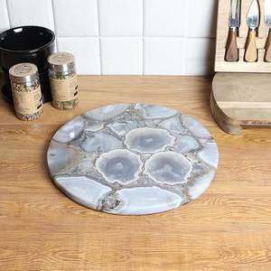 Sello de Ágata Pulida Artesanal, Decoración de Hogar de Lujo, Modelo de Flor Religiosa, Patrón de Resina, Color Personalizado, Mesa de Alta Gama - Product Image 1