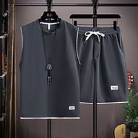 Gilet décontracté en polyester tricoté à col roulé pour homme, personnalisé OEM, imprimé sérigraphié, respirant, avec logo, coupe ample et manches courtes