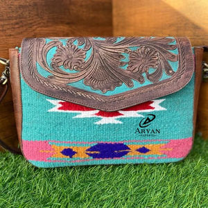 Nuevo diseñador de mano con flecos azteca sillín manta bolso Jacquard Color turquesa Sling bolsos bohemios bolsos elegantes para mujeres - Product Image 1