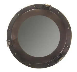 Miroir de hublot en laiton de qualité supérieure, moderne et nautique, miroir mural de luxe, miroir de hublot en laiton avec finition verte - Product Image 3