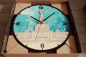 Horloge en bois de noyer alarme artisanat horloge décoration murale ou de bureau pour le mouvement à la maison personnalisé Style rustique Lotus bleu - Product Image 5