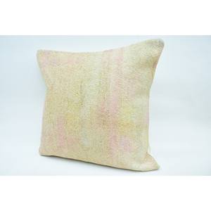 Beige Wool Kantha Woven Patchwork <b>Pillow</b> 18x18 Inch with Vintage Pattern - Product Image 3